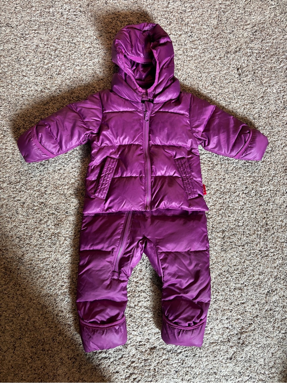 Baby Hooded Puffer Snowsuit in Purple